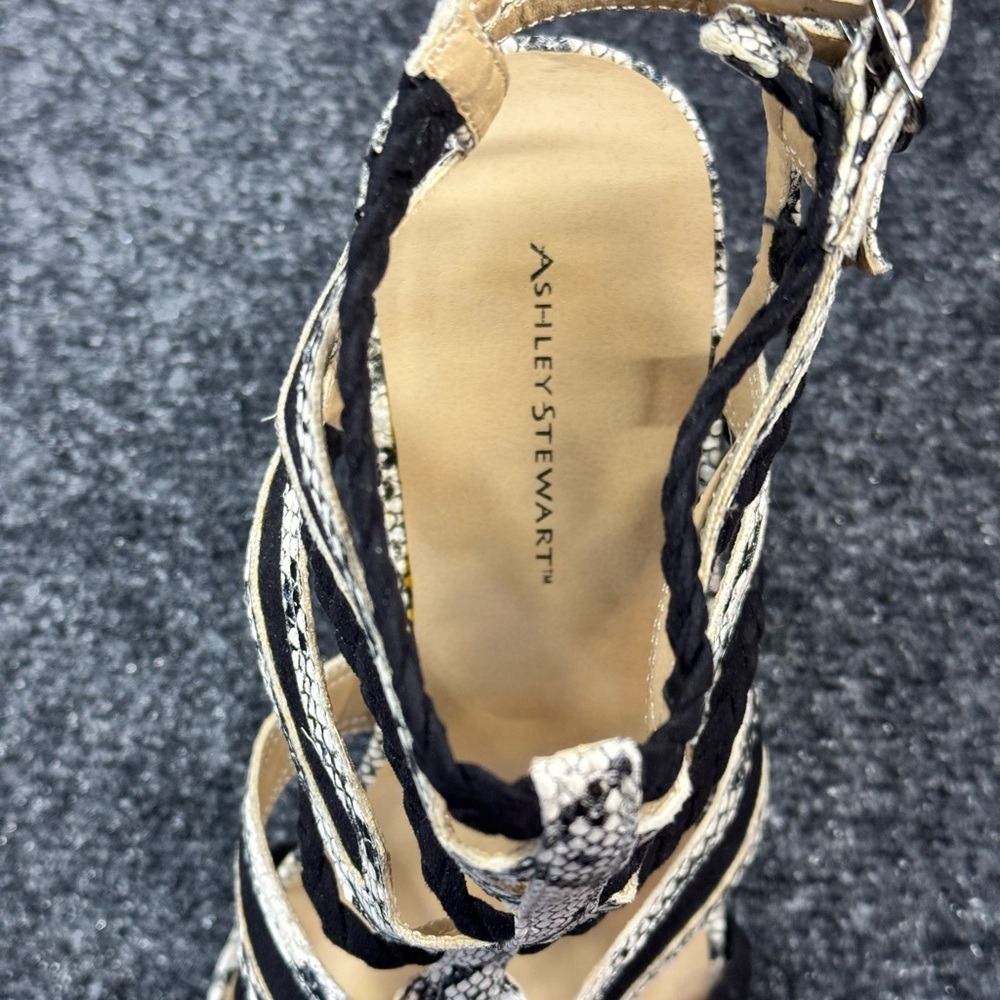 Ashley Stewart Nika Snakeskin Black Caged‎ Gladiator Stiletto Heels Womens 11 - Picture 3 of 5